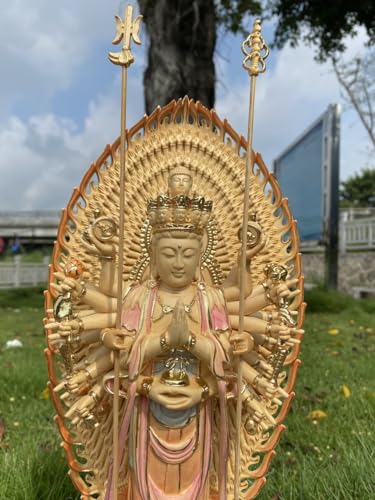 1000 Hands Guan Yin Statue - Wooden Avaloketishvara Buddha Statue for Home Decor (Original)