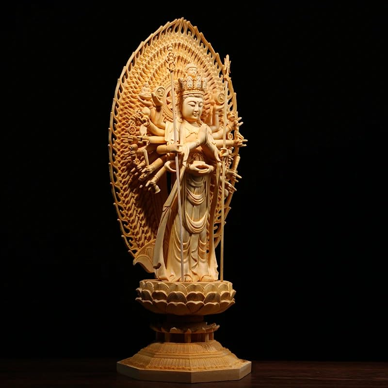 1000 Hands Guan Yin Statue - Wooden Avaloketishvara Buddha Statue for Home Decor (Original)