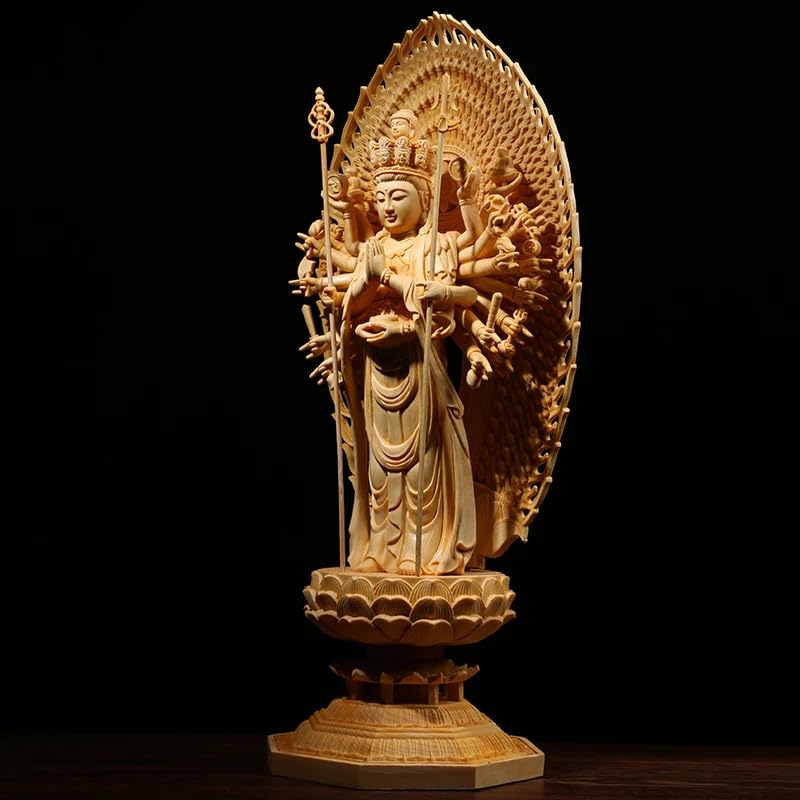 1000 Hands Guan Yin Statue - Wooden Avaloketishvara Buddha Statue for Home Decor (Original)