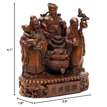 Yuehua Three Chinese Gods Statues for Home and Office Decoration, Fu Lu Shou Buddha Statue for Home Enhancement and Gift Collection (Yellow)