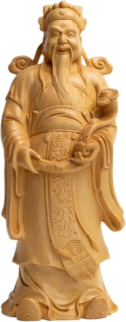 Fu Lu Shou Statue, Three Stars of Fortune, Prosperity, and Longevity, Lucky Deity Figurine Made of Boxwood for Home Decoration and Gift for Friends and Family