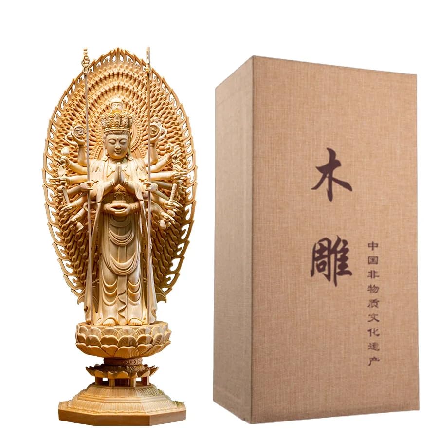 1000 Hands Guan Yin Statue - Wooden Avaloketishvara Buddha Statue for Home Decor (Original)