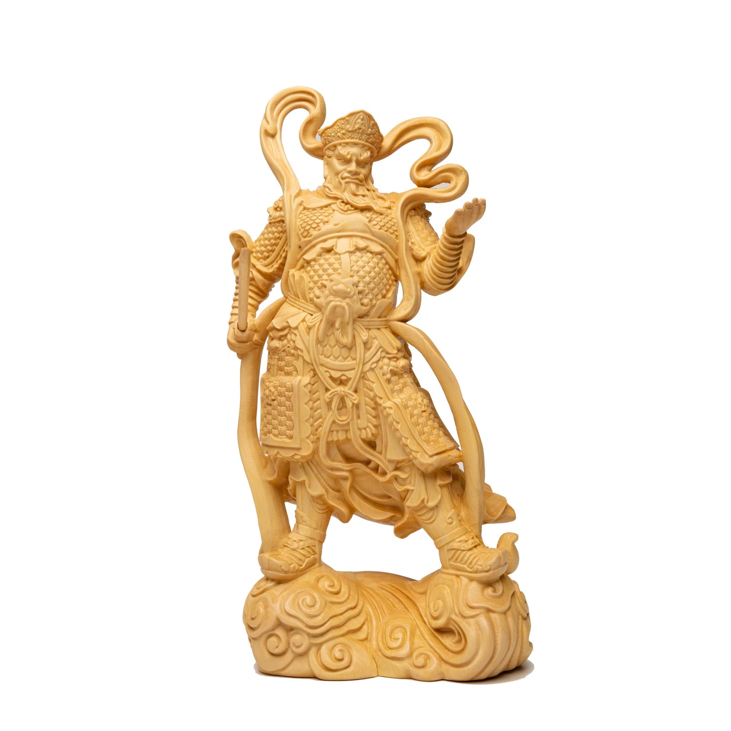 Four Heavenly Kings Wood Carvings - Solid Wood Guardian Statues for Home Decor (7inch Big Set)