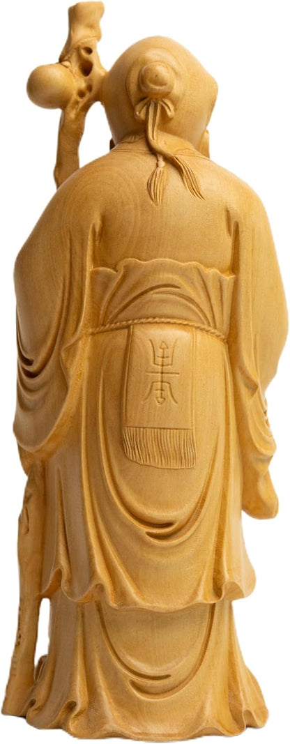 Fu Lu Shou Statue, Three Stars of Fortune, Prosperity, and Longevity, Lucky Deity Figurine Made of Boxwood for Home Decoration and Gift for Friends and Family