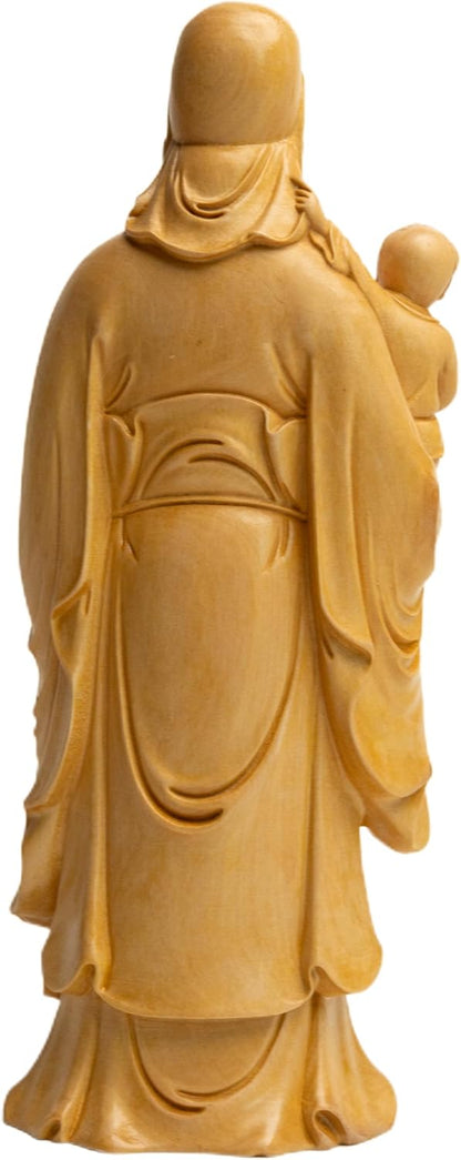 Fu Lu Shou Statue, Three Stars of Fortune, Prosperity, and Longevity, Lucky Deity Figurine Made of Boxwood for Home Decoration and Gift for Friends and Family